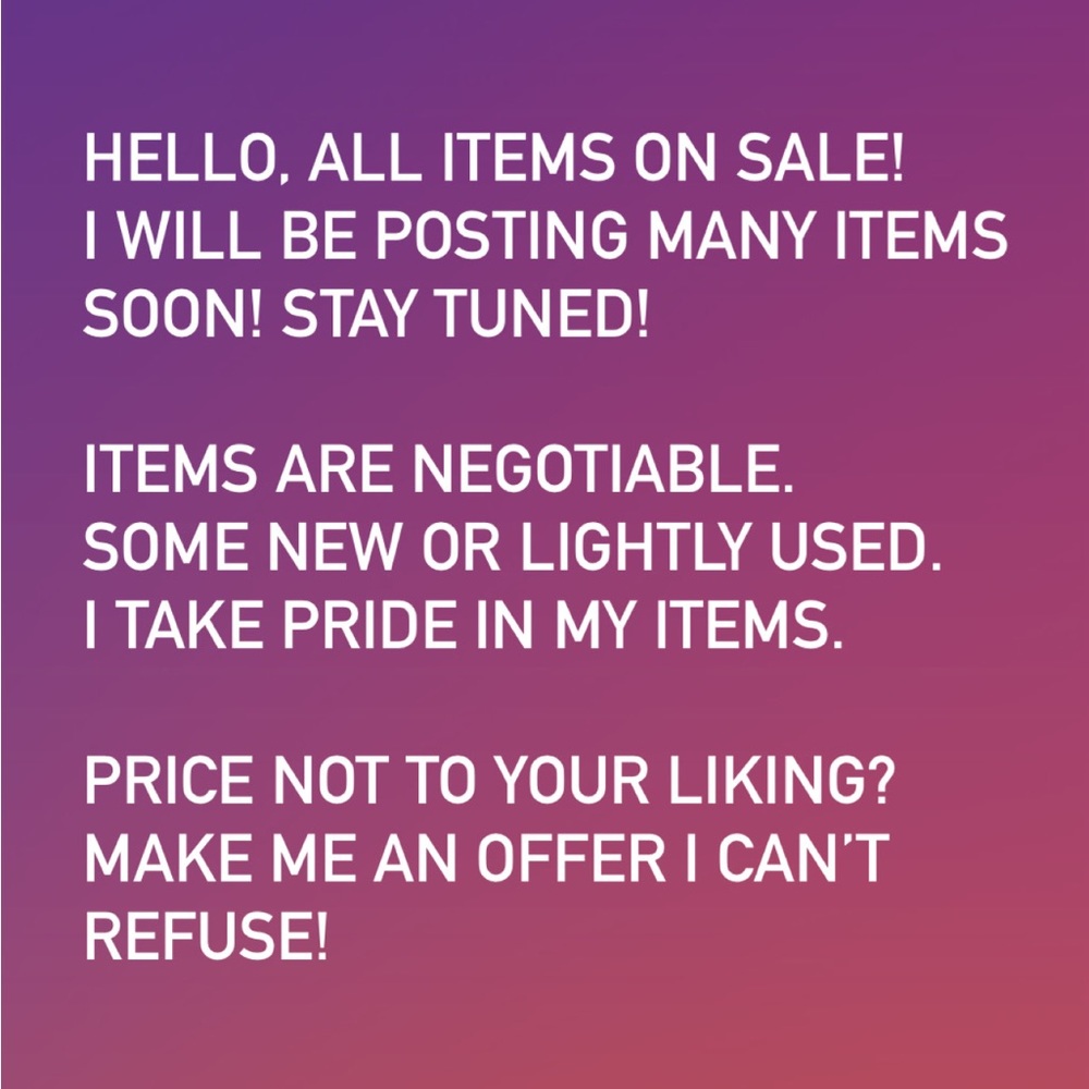 Everything on sale! Make me an offer.